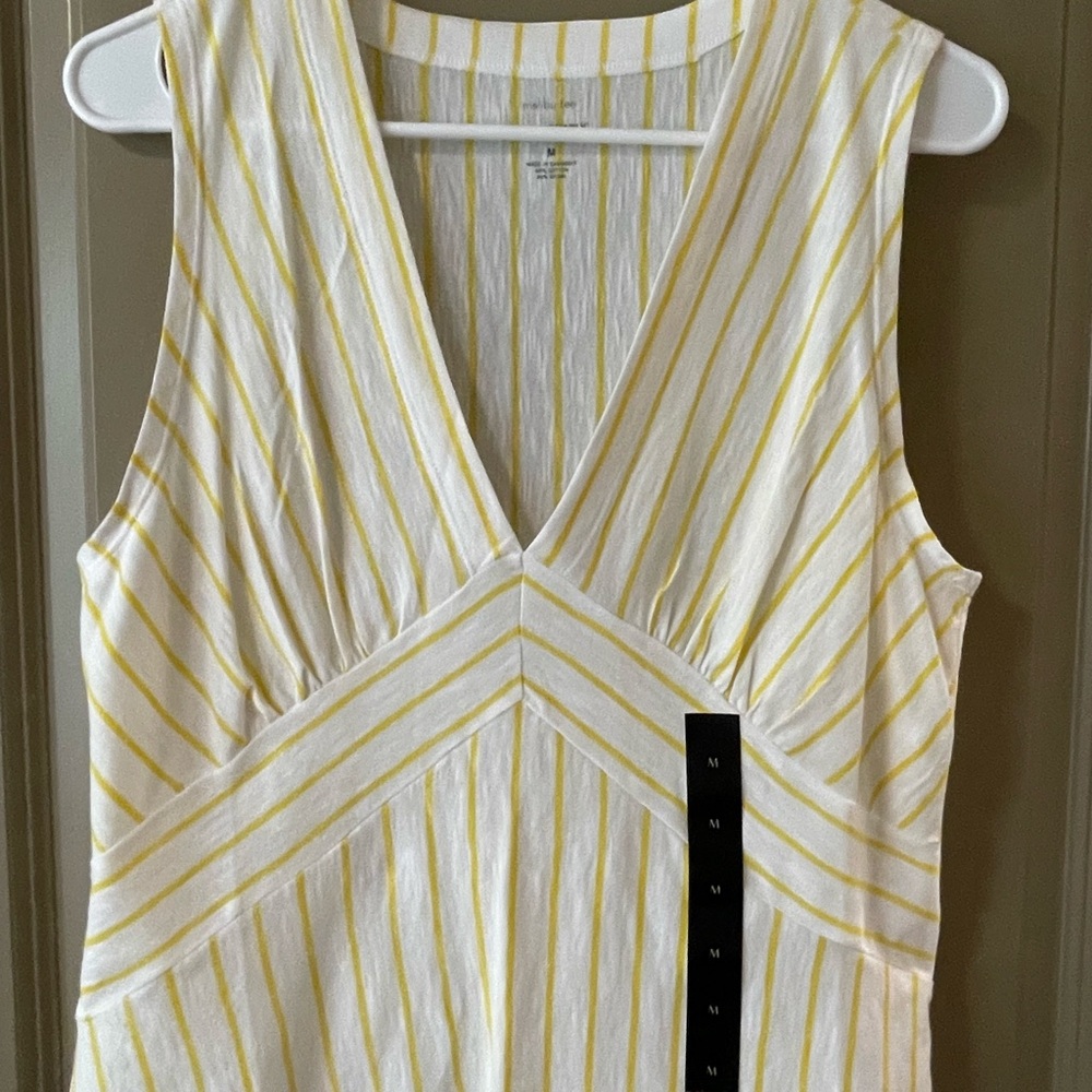 Banana Republic Yellow and White Striped Tank Top